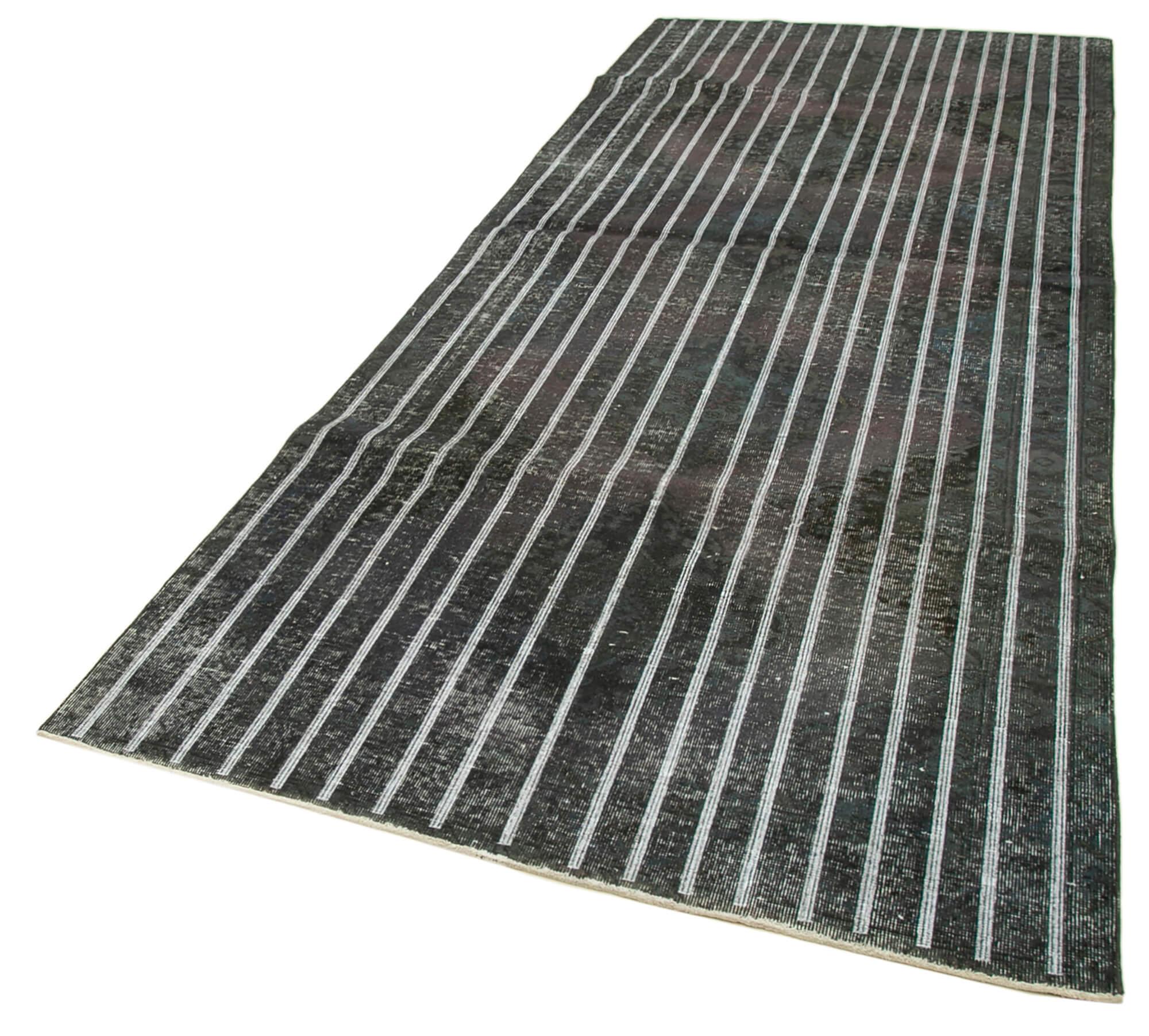 Geometric Carpet Gri Geometrik Pamuk Yün El Dokuma Halısı 141x384 Agacan