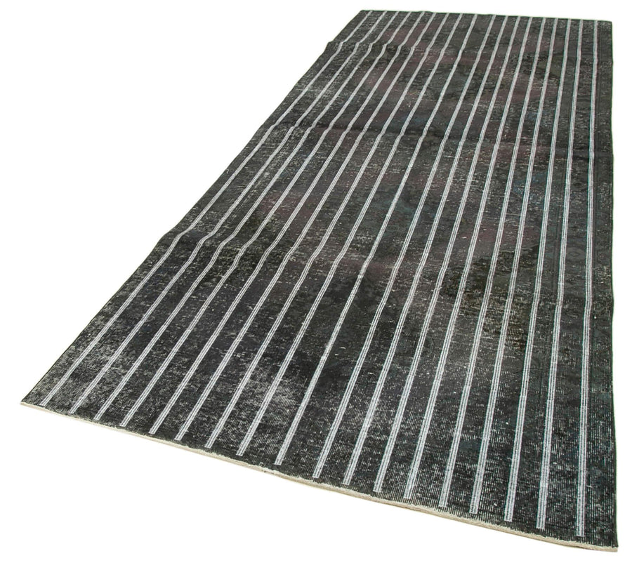 Geometric Carpet Gri Geometrik Pamuk Yün El Dokuma Halısı 141x384 Agacan