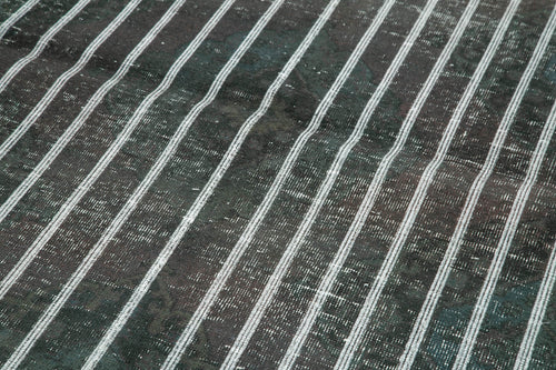 Geometric Carpet Gri Geometrik Pamuk Yün El Dokuma Halısı 141x384 Agacan