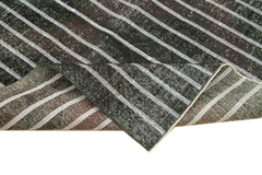 Geometric Carpet Gri Geometrik Pamuk Yün El Dokuma Halısı 141x384 Agacan