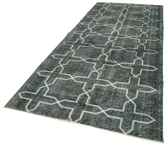 Geometric Carpet Gri Geometrik Pamuk Yün El Dokuma Halısı 144x361 Agacan