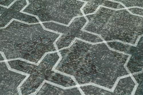 Geometric Carpet Gri Geometrik Pamuk Yün El Dokuma Halısı 144x361 Agacan