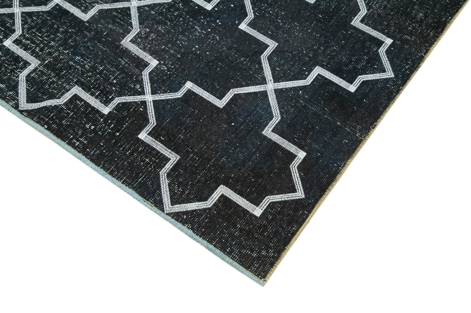 Geometric Carpet Siyah Geometrik Pamuk Yün El Dokuma Halısı 140x380 Agacan
