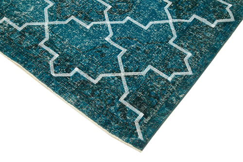 Geometric Carpet Turkuaz Geometrik Pamuk Yün El Dokuma Halısı 152x388 Agacan