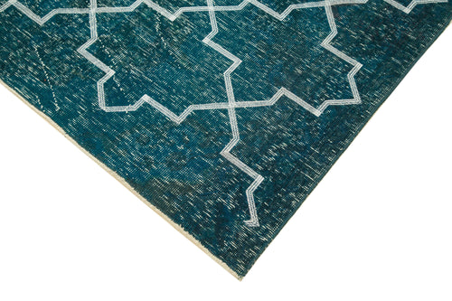Geometric Carpet Turkuaz Geometrik Pamuk Yün El Dokuma Halısı 144x354 Agacan