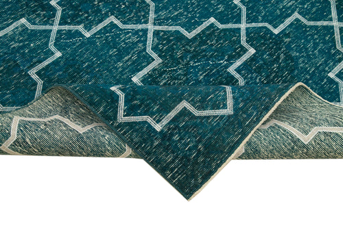 Geometric Carpet Turkuaz Geometrik Pamuk Yün El Dokuma Halısı 144x354 Agacan