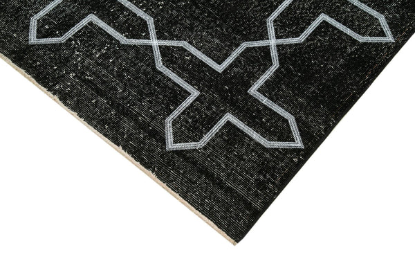 Geometric Carpet Siyah Geometrik Pamuk Yün El Dokuma Halısı 143x393 Agacan