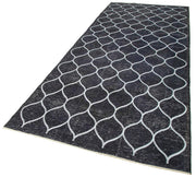 Geometric Carpet Siyah Geometrik Pamuk Yün El Dokuma Halısı 147x370 Agacan