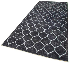 Geometric Carpet Siyah Geometrik Pamuk Yün El Dokuma Halısı 147x370 Agacan