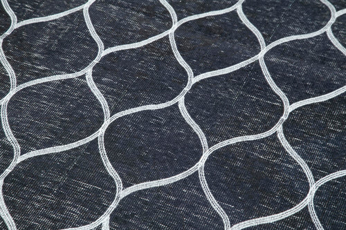 Geometric Carpet Siyah Geometrik Pamuk Yün El Dokuma Halısı 147x370 Agacan