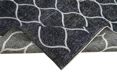 Geometric Carpet Siyah Geometrik Pamuk Yün El Dokuma Halısı 147x370 Agacan