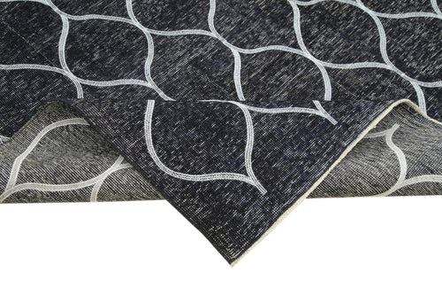 Geometric Carpet Siyah Geometrik Pamuk Yün El Dokuma Halısı 147x370 Agacan