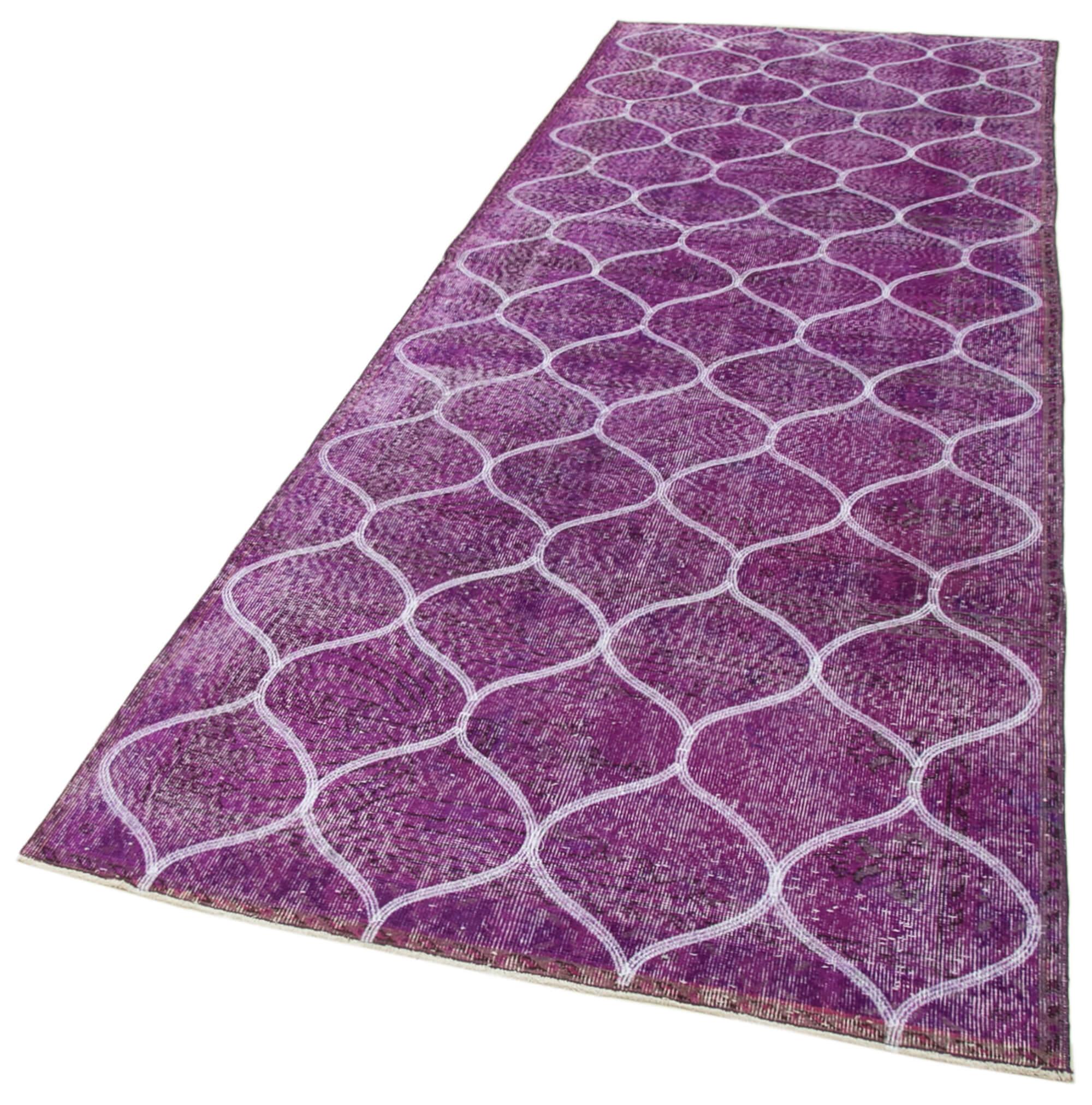 Geometric Carpet Pembe Geometrik Pamuk Yün El Dokuma Halısı 122x360 Agacan