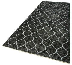 Geometric Carpet Siyah Geometrik Pamuk Yün El Dokuma Halısı 147x404 Agacan