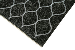 Geometric Carpet Siyah Geometrik Pamuk Yün El Dokuma Halısı 147x404 Agacan