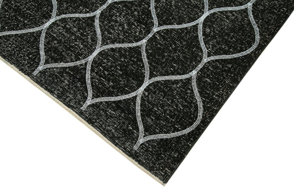 Geometric Carpet Siyah Geometrik Pamuk Yün El Dokuma Halısı 147x404 Agacan