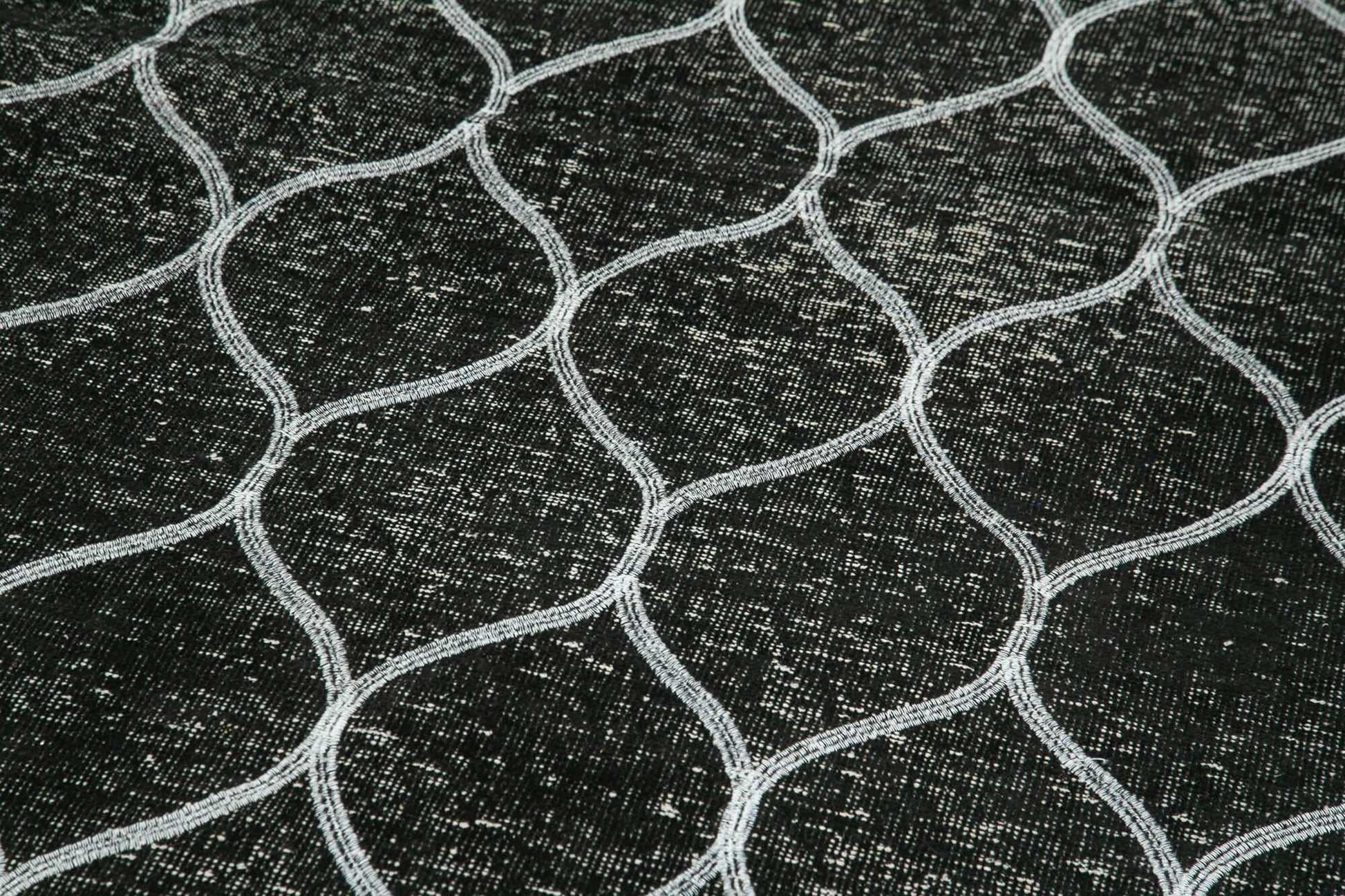 Geometric Carpet Siyah Geometrik Pamuk Yün El Dokuma Halısı 147x404 Agacan