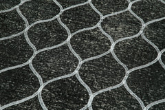 Geometric Carpet Siyah Geometrik Pamuk Yün El Dokuma Halısı 147x404 Agacan