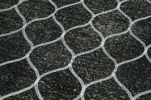 Geometric Carpet Siyah Geometrik Pamuk Yün El Dokuma Halısı 147x404 Agacan