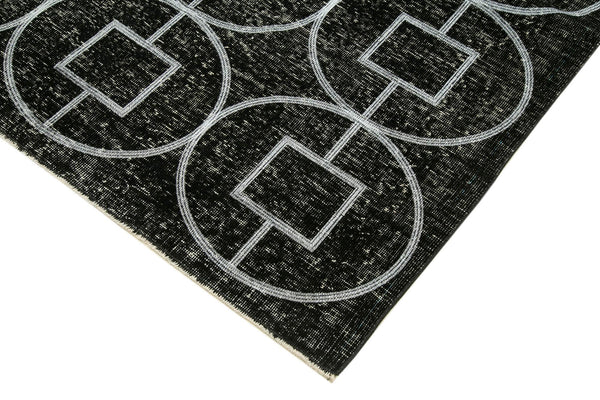 Geometric Carpet Siyah Geometrik Pamuk Yün El Dokuma Halısı 142x389 Agacan
