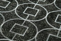 Geometric Carpet Siyah Geometrik Pamuk Yün El Dokuma Halısı 142x389 Agacan