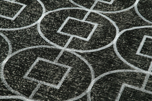 Geometric Carpet Siyah Geometrik Pamuk Yün El Dokuma Halısı 142x389 Agacan