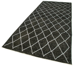 Geometric Carpet Siyah Geometrik Pamuk Yün El Dokuma Halısı 146x387 Agacan