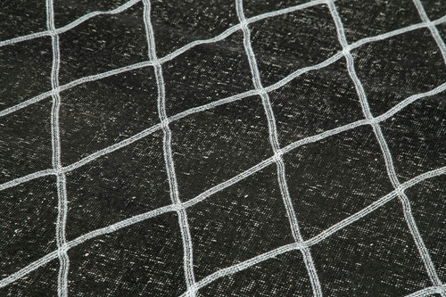 Geometric Carpet Siyah Geometrik Pamuk Yün El Dokuma Halısı 146x387 Agacan