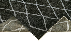 Geometric Carpet Siyah Geometrik Pamuk Yün El Dokuma Halısı 146x387 Agacan