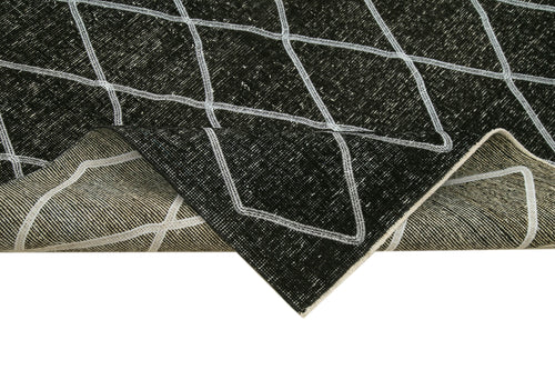 Geometric Carpet Siyah Geometrik Pamuk Yün El Dokuma Halısı 146x387 Agacan