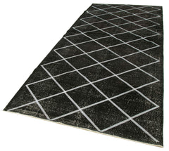 Geometric Carpet Siyah Geometrik Pamuk Yün El Dokuma Halısı 141x344 Agacan