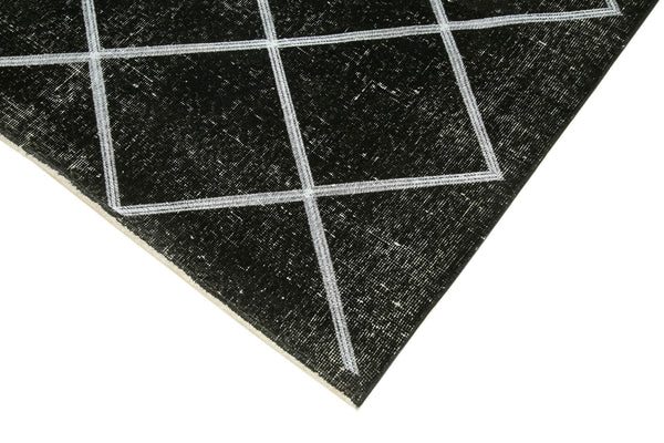 Geometric Carpet Siyah Geometrik Pamuk Yün El Dokuma Halısı 141x344 Agacan