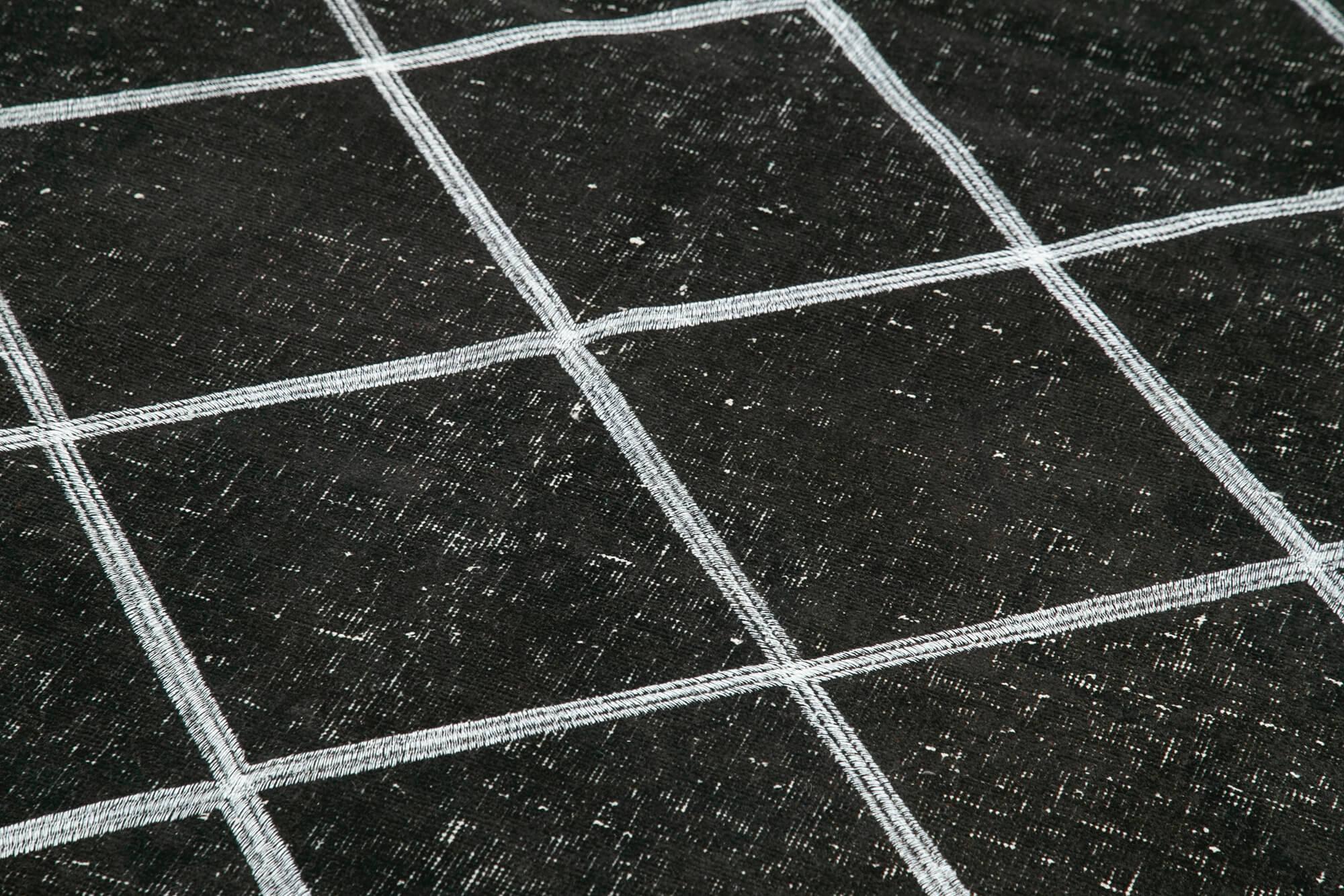 Geometric Carpet Siyah Geometrik Pamuk Yün El Dokuma Halısı 141x344 Agacan