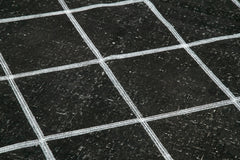 Geometric Carpet Siyah Geometrik Pamuk Yün El Dokuma Halısı 141x344 Agacan