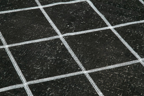 Geometric Carpet Siyah Geometrik Pamuk Yün El Dokuma Halısı 141x344 Agacan