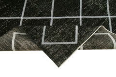 Geometric Carpet Siyah Geometrik Pamuk Yün El Dokuma Halısı 141x344 Agacan