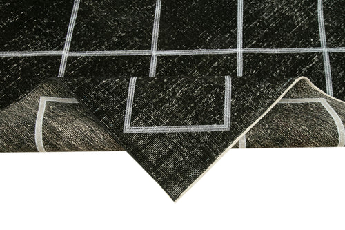 Geometric Carpet Siyah Geometrik Pamuk Yün El Dokuma Halısı 141x344 Agacan