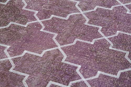 Geometric Carpet Mor Geometrik Pamuk Yün El Dokuma Halısı 148x395 Agacan