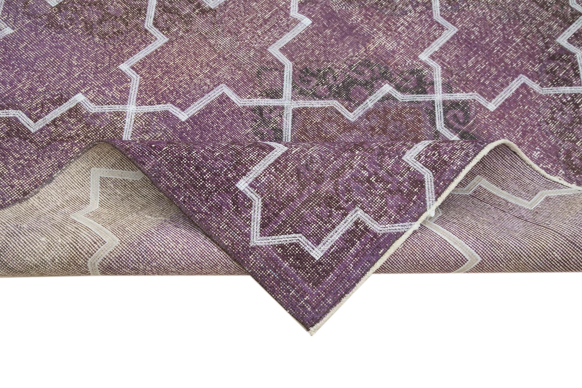 Geometric Carpet Mor Geometrik Pamuk Yün El Dokuma Halısı 148x395 Agacan