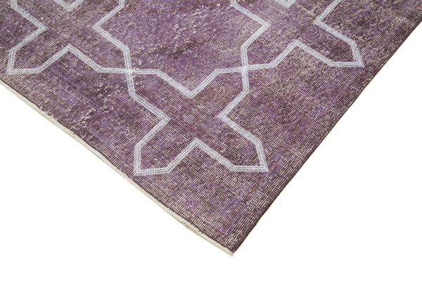 Geometric Carpet Mor Geometrik Pamuk Yün El Dokuma Halısı 137x382 Agacan