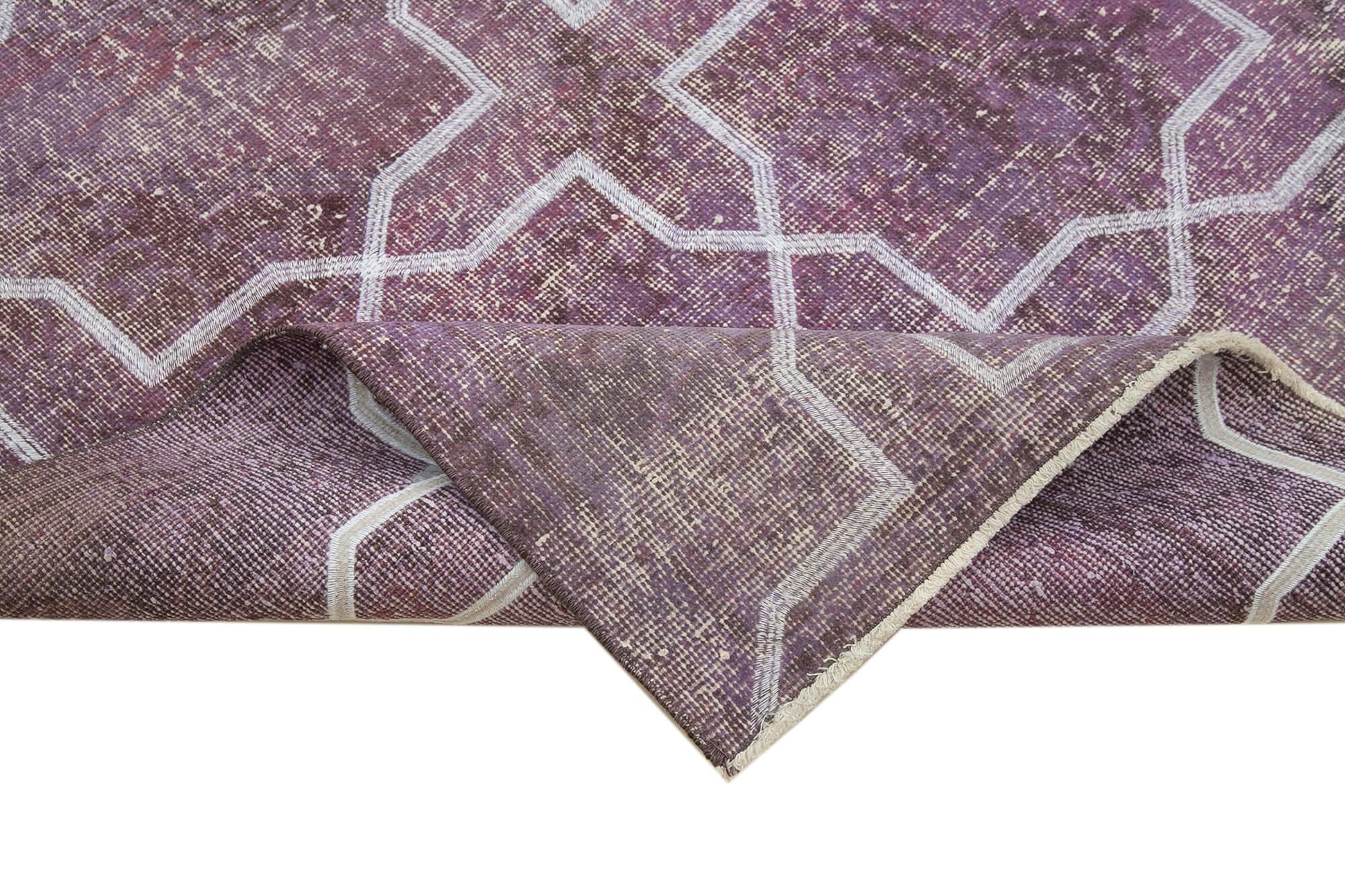 Geometric Carpet Mor Geometrik Pamuk Yün El Dokuma Halısı 137x382 Agacan