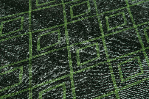 Geometric Carpet Siyah Geometrik Pamuk Yün El Dokuma Halısı 159x287 Agacan