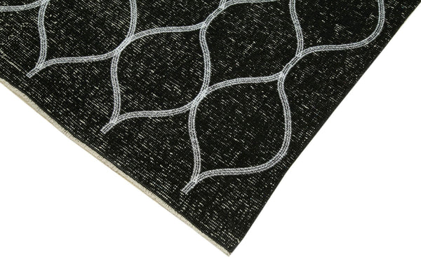 Geometric Carpet Siyah Geometrik Pamuk Yün El Dokuma Halısı 145x387 Agacan