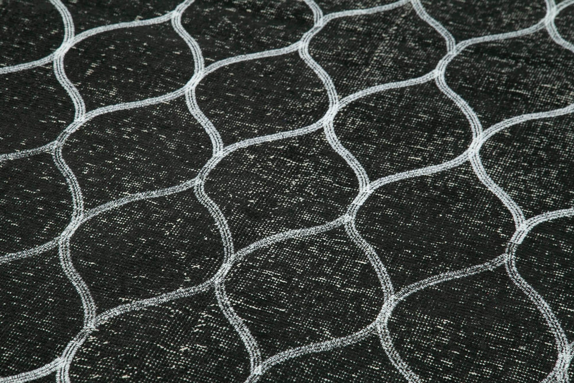 Geometric Carpet Siyah Geometrik Pamuk Yün El Dokuma Halısı 145x387 Agacan