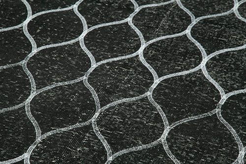 Geometric Carpet Siyah Geometrik Pamuk Yün El Dokuma Halısı 145x387 Agacan