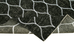 Geometric Carpet Siyah Geometrik Pamuk Yün El Dokuma Halısı 145x387 Agacan