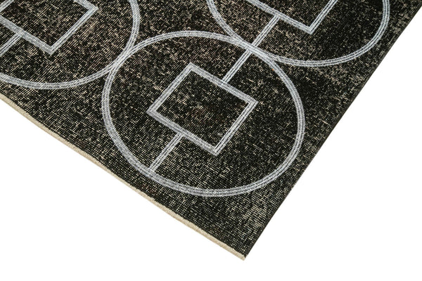 Geometric Carpet Siyah Geometrik Pamuk Yün El Dokuma Halısı 141x306 Agacan