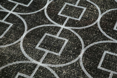 Geometric Carpet Siyah Geometrik Pamuk Yün El Dokuma Halısı 141x306 Agacan