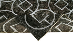 Geometric Carpet Siyah Geometrik Pamuk Yün El Dokuma Halısı 141x306 Agacan