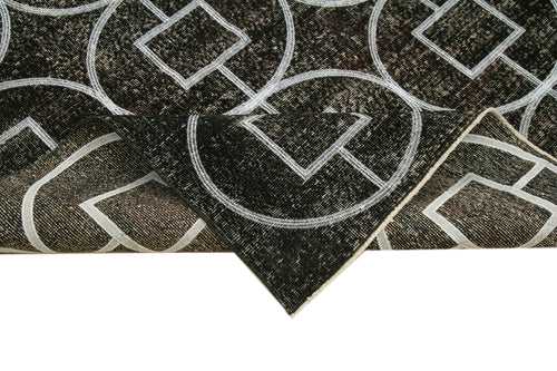 Geometric Carpet Siyah Geometrik Pamuk Yün El Dokuma Halısı 141x306 Agacan